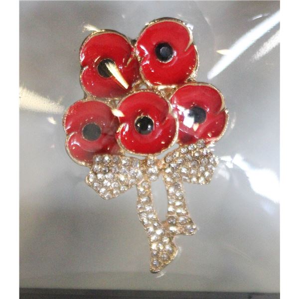 NEW CLUSTER OF POPPIES WITH RHINESTONE
