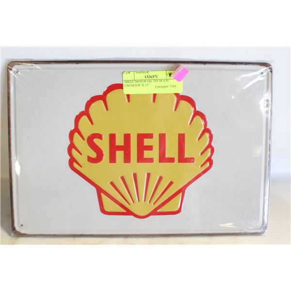 SHELL MOTOR OIL TIN PLATE UNUSED 8" X 12"