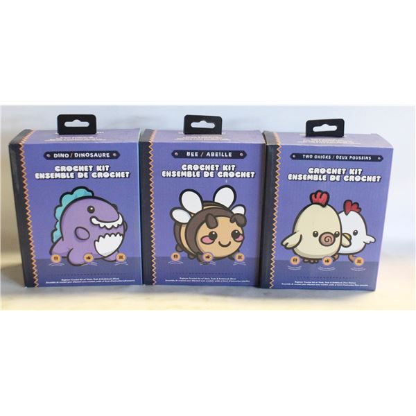 3 NEW BEGINNER CROCHET KITS: TWO CHICKS,