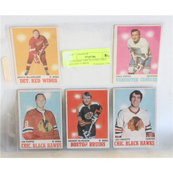 5 VINTAGE 1969-70 O-PEE-CHEE HOCKEY CARDS