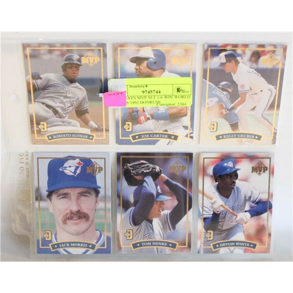 BLUEJAYS MVP SET 1-6 WIN WORLD SERIES 1992 DONRUSS