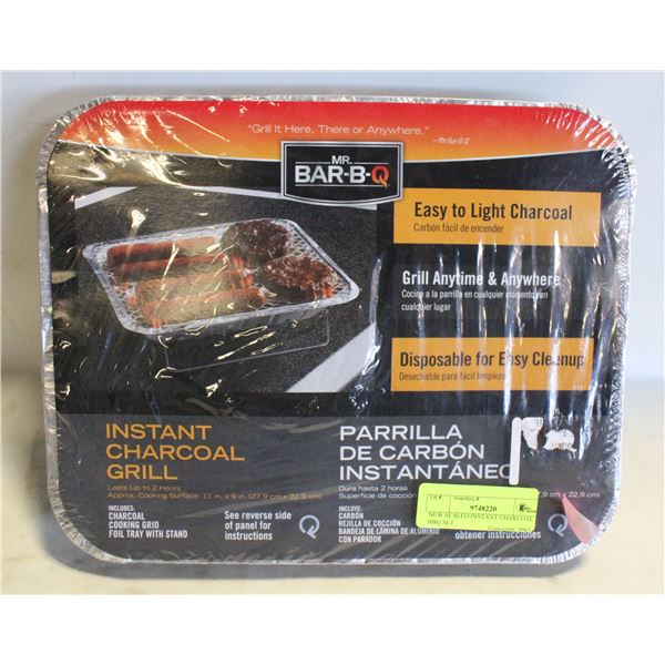 NEW SEALED INSTANT CHARCOAL BBQ SET