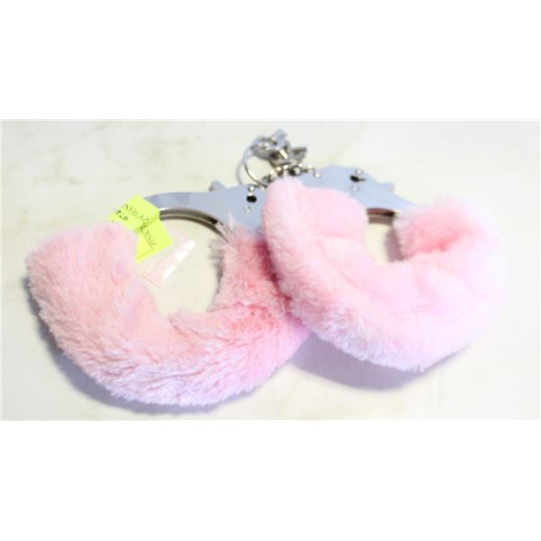 PINK FUZZY HANDCUFFS WITH KEY
