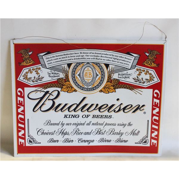 VINTAGE BUDWEISER KING OF BEERS METAL TIN SIGN