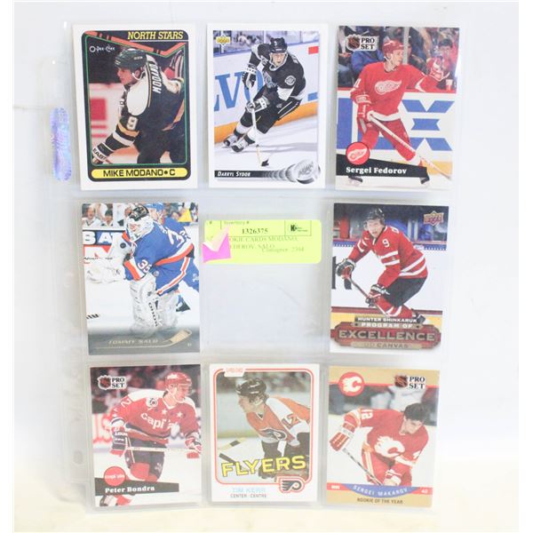 8 NHL ROOKIE CARDS MODANO, SYDOR, FEDEROV, SALO