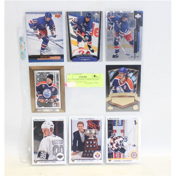 8 WAYNE GRETZKY CARDS OILERS RANGERS LA ALL UD
