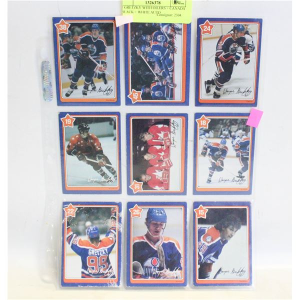 9 GRETZKY WITH OILERS + CANADA BLACK + WHITE AUTO