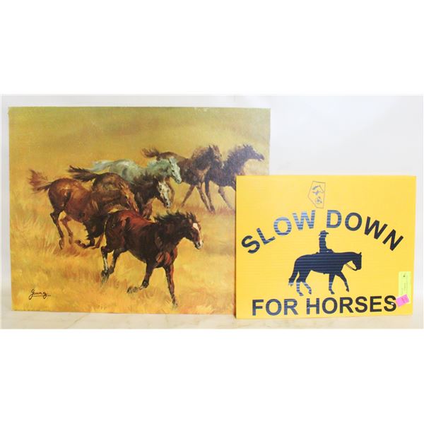 SLOW DOWN FOR HORSES SIGN, 14"X11"