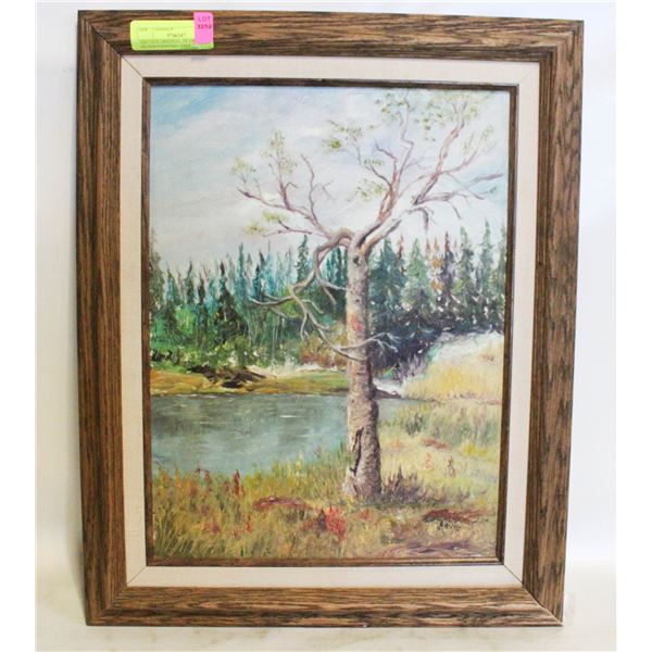 VINTAGE ORIGINAL FRAMED SIGNED PAINTING- TREE