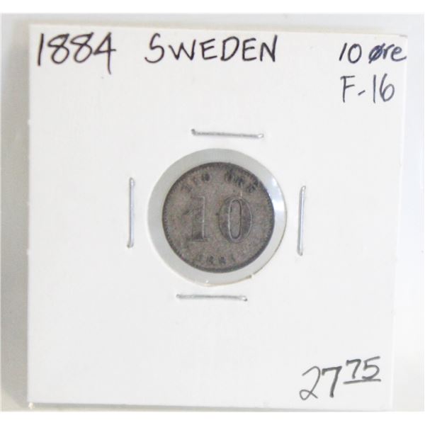 1884 SWEDEN 10 ORE COIN