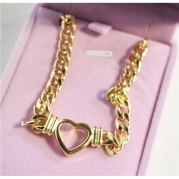 NEW YELLOW GOLD TONED HEART NECKLACE