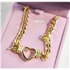 Image 1 : NEW YELLOW GOLD TONED HEART NECKLACE