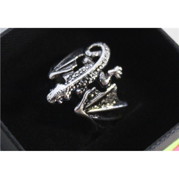 INTRICATELY CARVED TIBETAN SILVER STYLE DRAGON