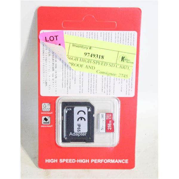 NEW 256GB HIGH-SPEED SD CARD, WATERPROOF AND