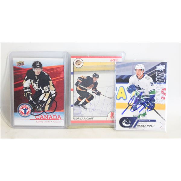 3 NHL AUTOGRAPHED CARDS INCL  SIGNED SIDNEY
