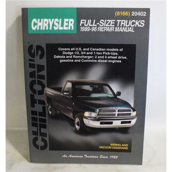 CHILTONS FULLSIZE DODGE TRUCKS MANUAL
