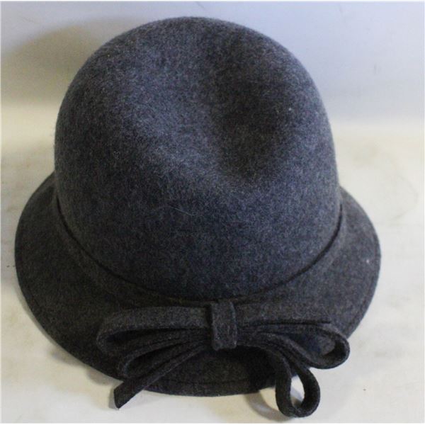 VINTAGE WOMENS CHARCOAL-GREY WOOL HAT