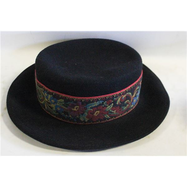 VINTAGE WOMENS BLACK WOOL HAT, BOUTIQUE KATES