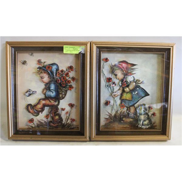 2 VINTAGE EVANS 3D SHADOW BOX (BOY + GIRL)