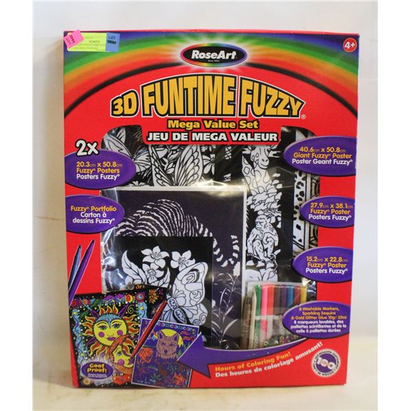 SEALED 3D FUN TIME FUZZY COLORING POSTERS