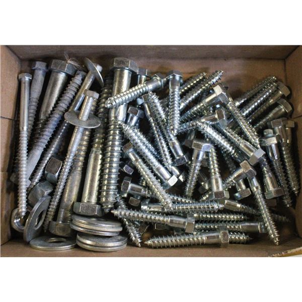 FLAT OF LARGE HEX HEAD WOOD SCREWS/