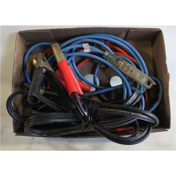2 EXTENSION CORDS PLUS BOOSTER CABLES