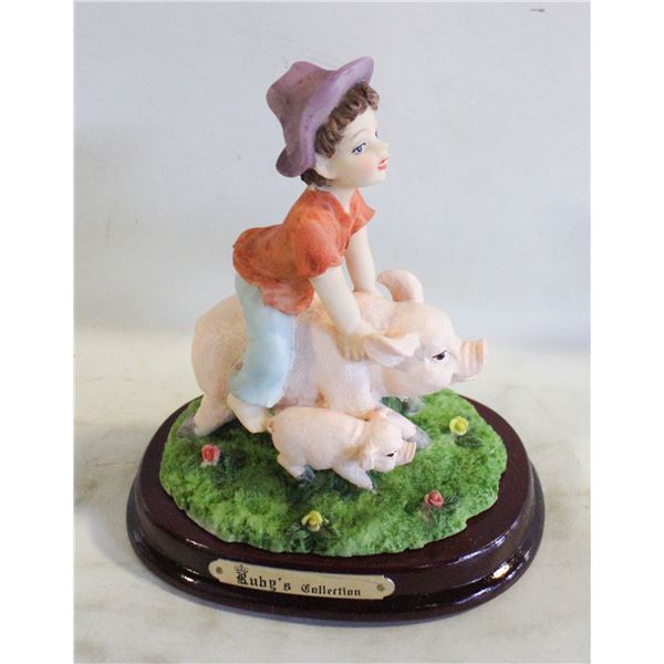 VINTAGE CROSA COLLECTION BOY RIDING PIG FIGURINE