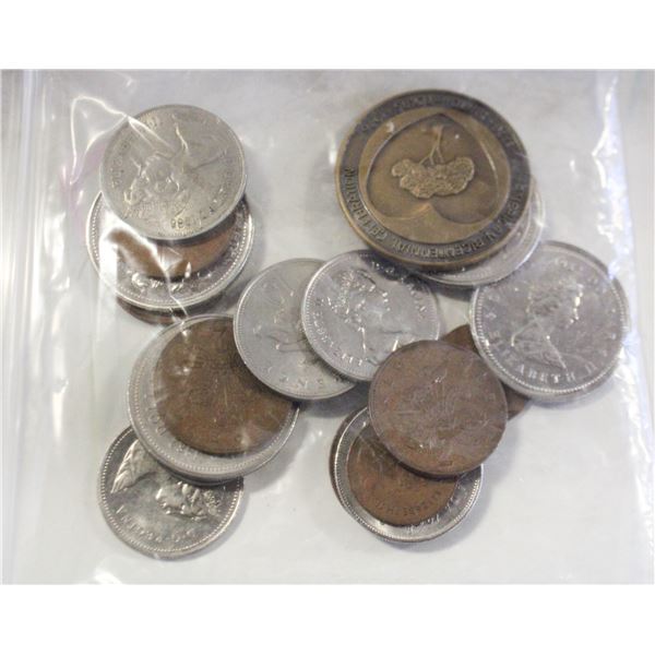 VINTAGE COIN AND TOKEN LOT ASSORTED