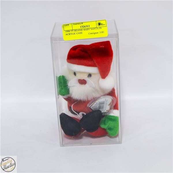 1998 TY BEANIE BABY SANTA IN ACRYLIC CASE