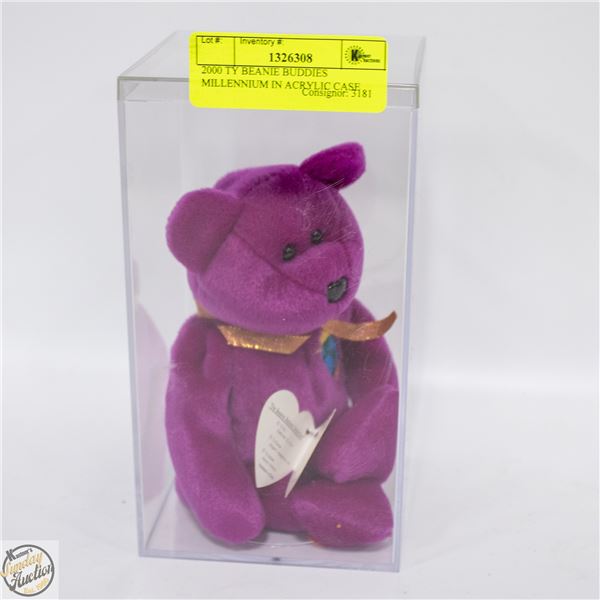 2000 TY BEANIE BUDDIES MILLENNIUM IN ACRYLIC CASE