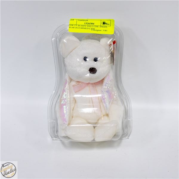 1998 TY BUDDY HALO THE ANGEL BEAR IN FORMED CASE