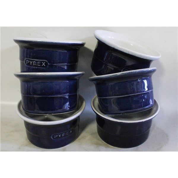 PYREX CERAMIC RAMEKINS SET OF SIX.