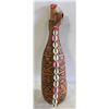 Image 1 : GOURD VESSEL DECORATED WITH FUR AND SHELLS.