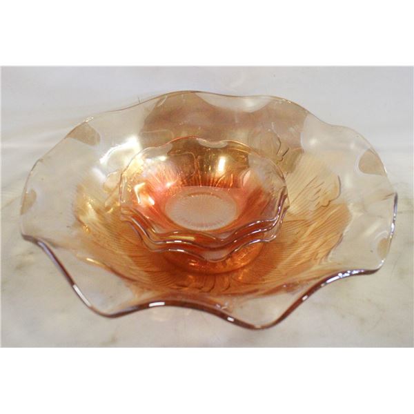 VINTAGE JEANNETTE GLASS FLORAGOLD CARNIVAL GLASS