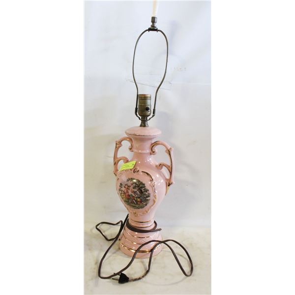 VINTAGE LAMP (PINK WITHOUT A SHADE) CORD IS FRAYED