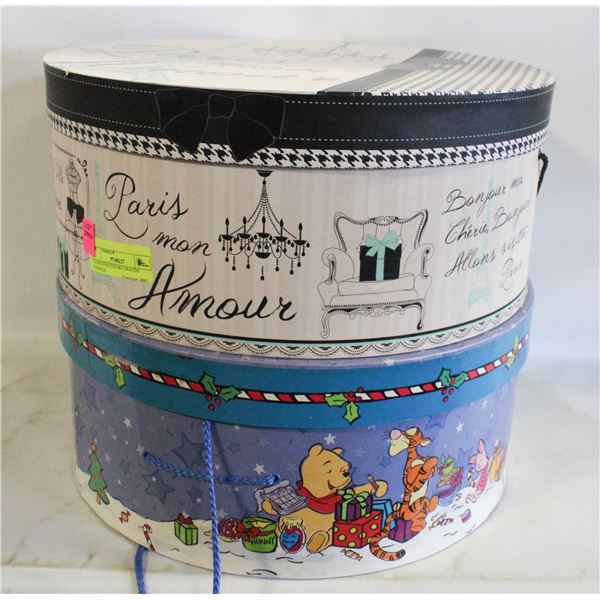 2 LARGE ROUND DECORATIVE STORAGE