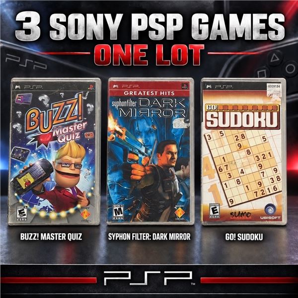 3 SONY PSP GAMES BUZZ DARK MIRROR SUDOKU