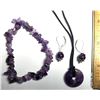 Image 1 : 18)  SET OF NATURAL AMETHYST JEWELERY
