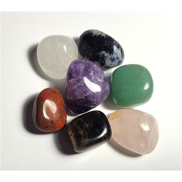 11)  LOT OF 7 CHAKRA HEALING STONES,