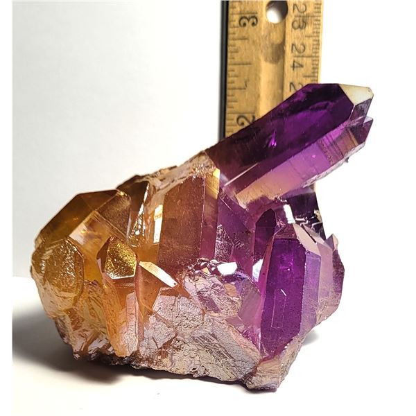 19)  PURPLE/YELLOW AURA QUARTZ
