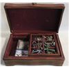 Image 1 : WOODEN JEWELRY BOX WITH VARIOUS JEWELRY