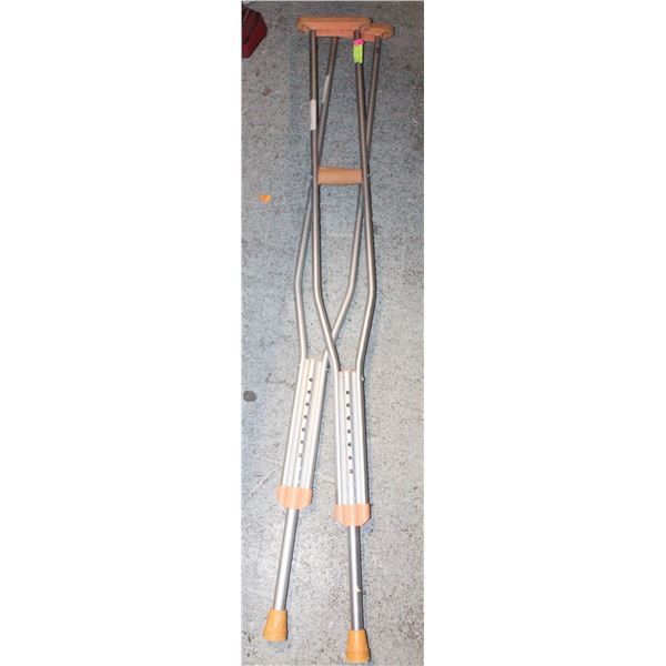 PAIR OF LARGE ALUMINUM CRUTCHES
