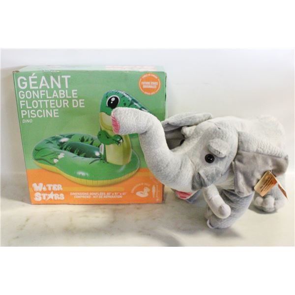 JUMBO INFLATABLE DINO POOL FLOAT SOLD W. ELEPHANT