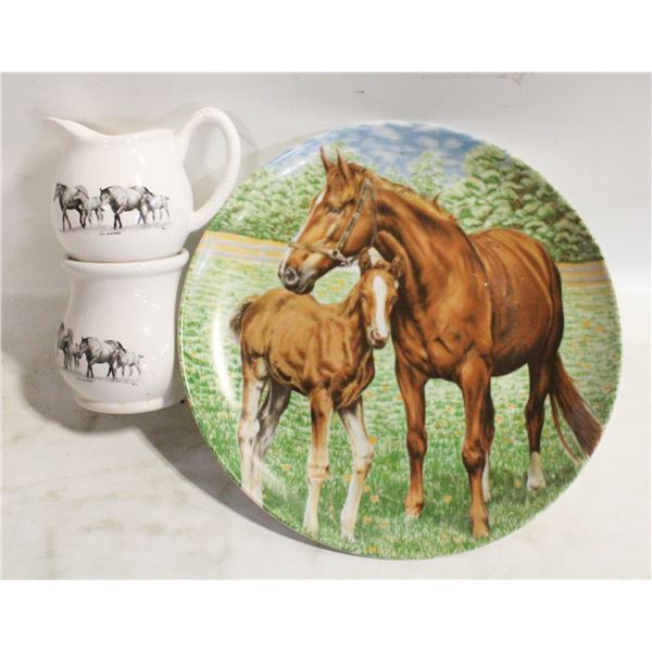 BERNIE BROWN HORSES-THEME CREAM & SUGAR, &