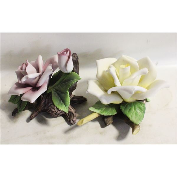 2 PORCELAIN ROSES
