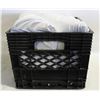 Image 1 : 3 - 7' X 9' WHITE TARPS IN A MILK CRATE