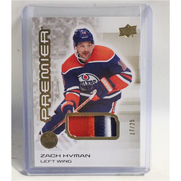 ZACH HYMAN PREMIER GOLD 17/25 PATCH GAME WORN