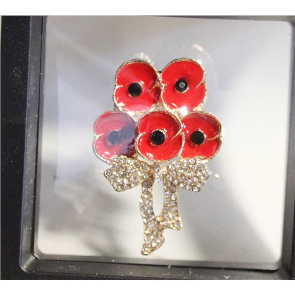 NEW POPPY WITH BOW BROOCH
