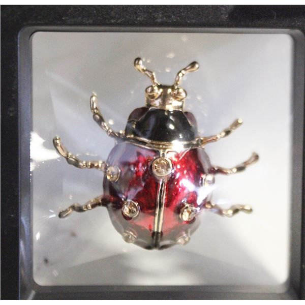 NEW LARGE LADYBUG BROOCH AMBER