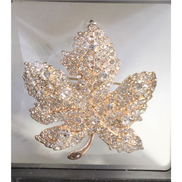 NEW MAPLE LEAF CLEAR RHINESTONES